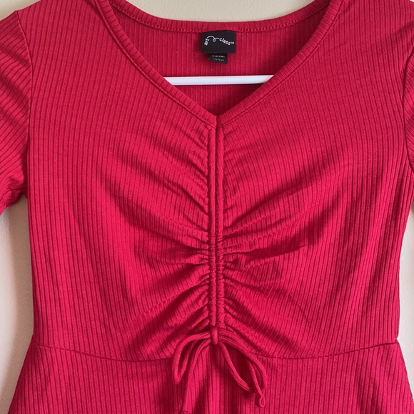 New Little Girls Red Size 6/6x Cinched Front Dress Long Sleeve - Picture 4 of 5